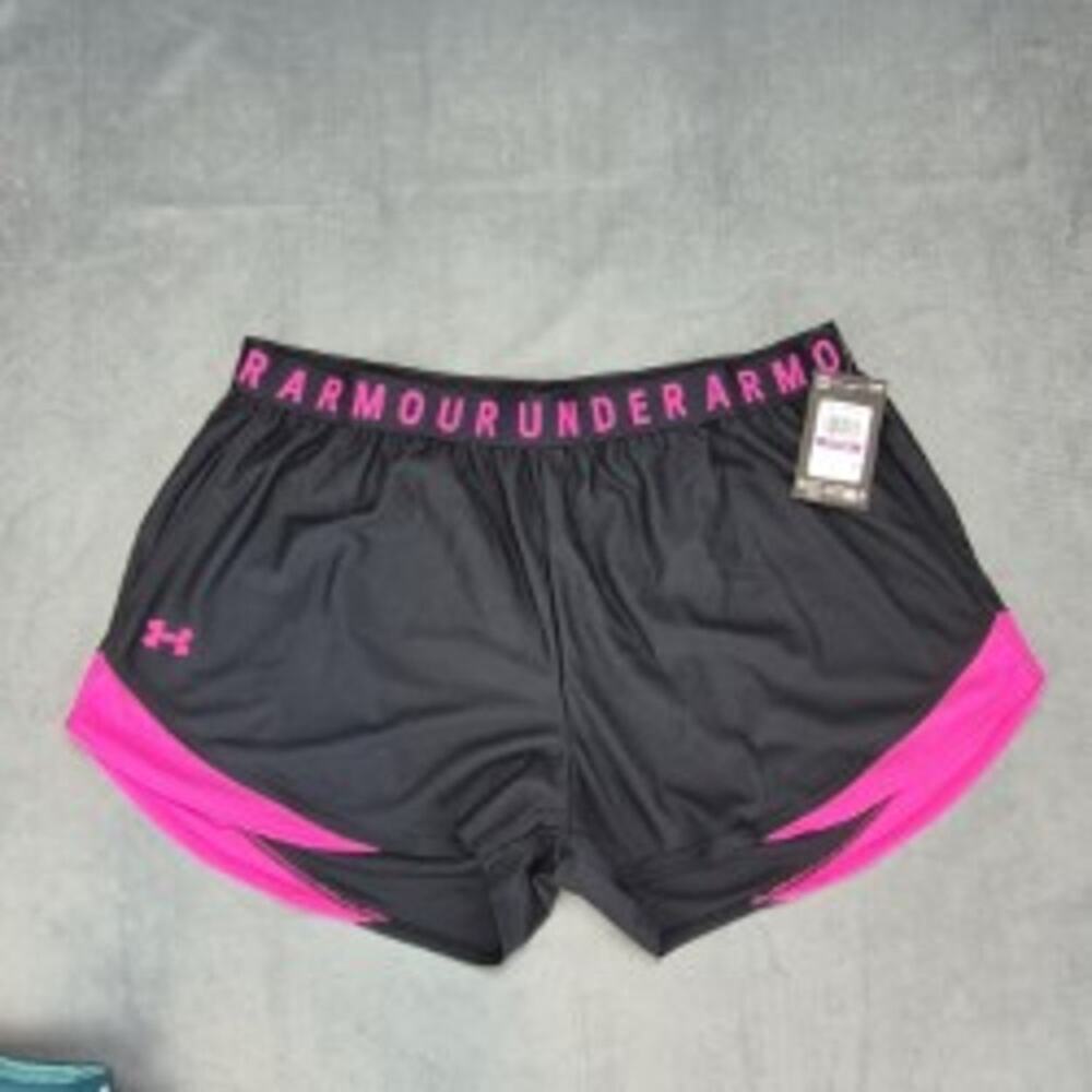 Under Armour Play Up Short 1344552 Women's 3.0 Running Athleisure Black Pink 2XL